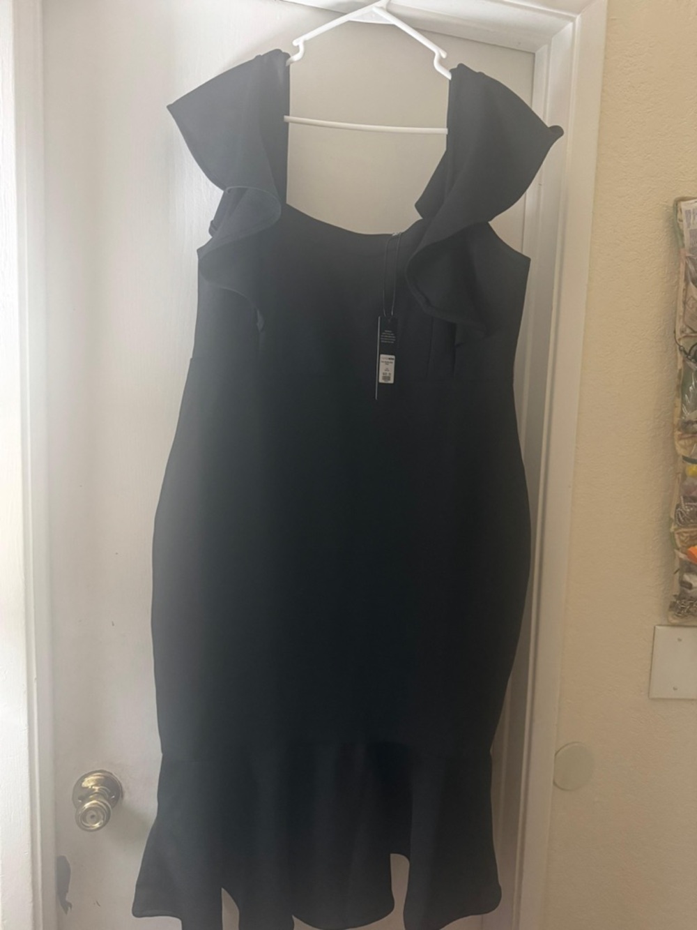 Fashion Nova Black Ruffle-Sleeve Midi Dress